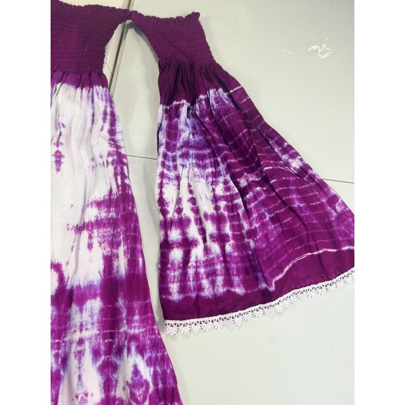 Just From Bali Purple Tie Dye Off Shoulder Bell Sleeve midi‎ Dress one size S ,M - Picture 6 of 15